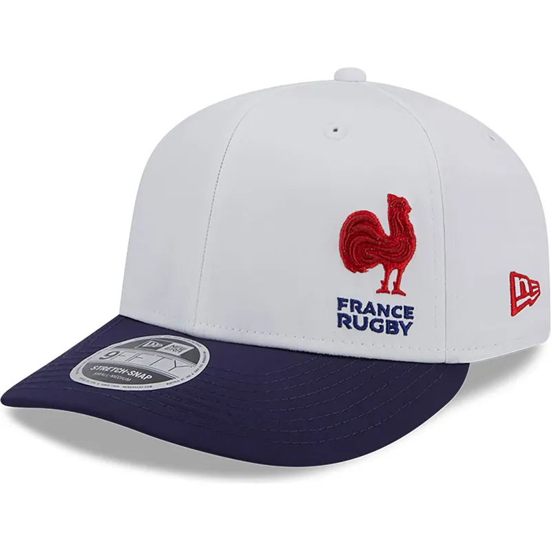weisse-und-blaue-gebogene-snapback-kappe-9fifty-stretch-snap-flawless-von-french-rugby-federation-ffr-von-new-era