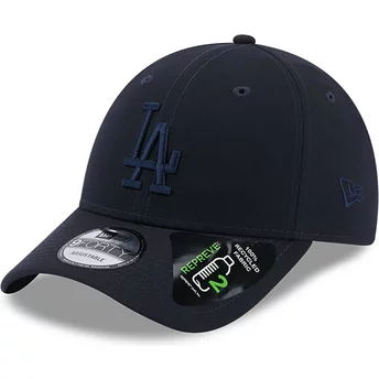 New Era Curved Brim Navy Blue Logo 9FORTY Repreve Los Angeles Dodgers MLB Navy Blue Adjustable Cap
