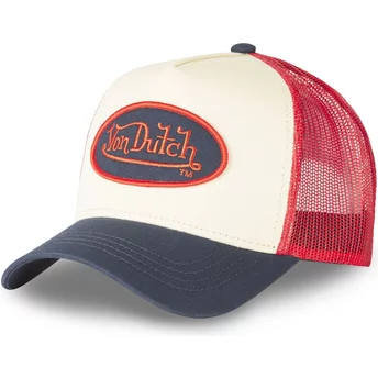 Von Dutch CLA5 Beige, Red and Navy Blue Trucker Hat
