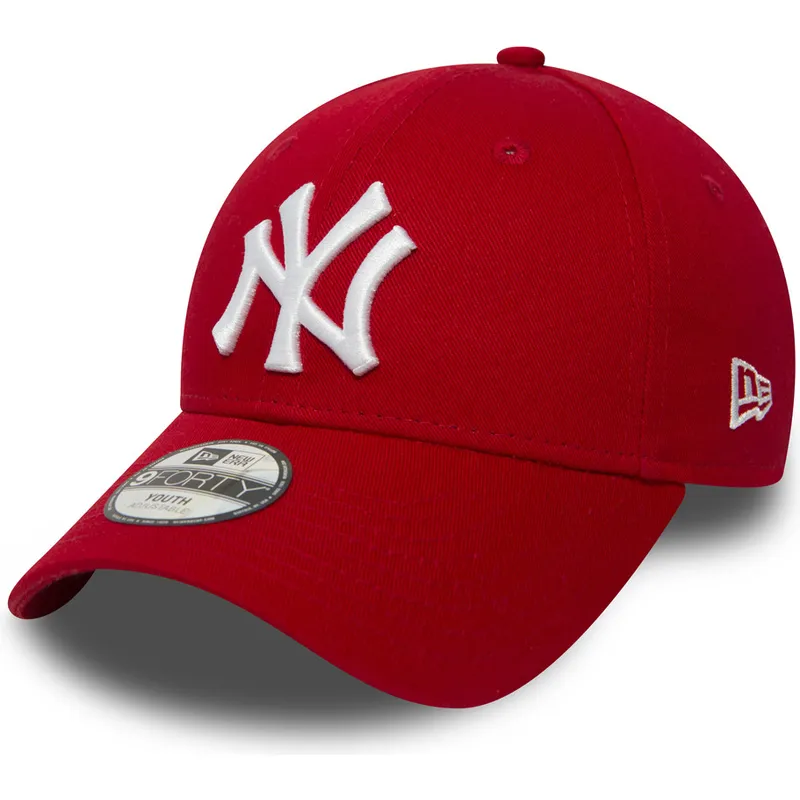 rote-verstellbare-gebogene-kappe-fur-kinder-9forty-essential-new-york-yankees-mlb-von-new-era