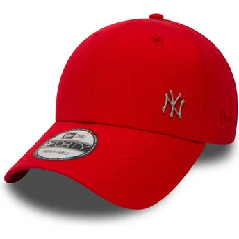 Rote verstellbare Curved Cap 9FORTY Flawless Logo der New York Yankees MLB von New Era