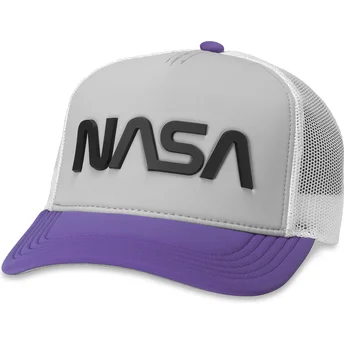Grau-weiße-violette Trucker-Snapback-Kappe NASA Riptide Valin von American Needle