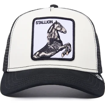 Gorra trucker blanca y negra caballo Stallion The Farm de...