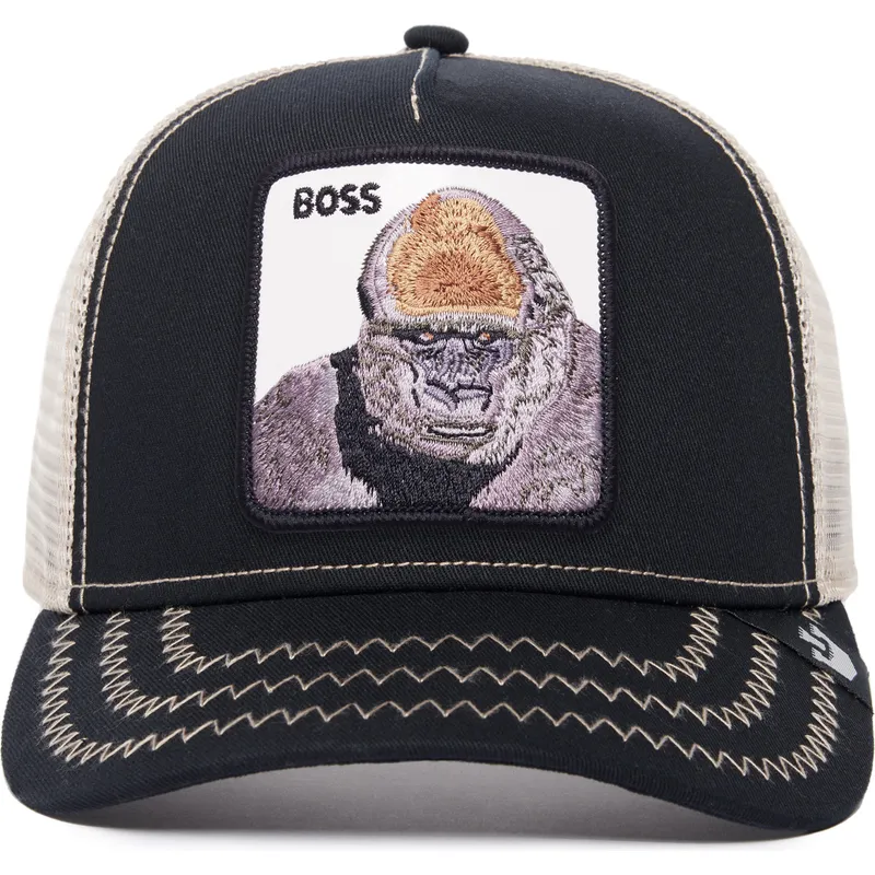 schwarze-und-weisse-trucker-kappe-gorilla-the-boss-the-farm-von-goorin-bros