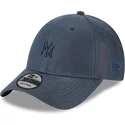 marineblaue-verstellbare-kappe-mit-gebogenem-schirm-und-marineblauem-logo-9forty-millerain-new-york-yankees-mlb-von-new-era