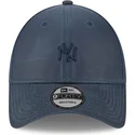 marineblaue-verstellbare-kappe-mit-gebogenem-schirm-und-marineblauem-logo-9forty-millerain-new-york-yankees-mlb-von-new-era