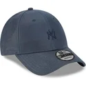 marineblaue-verstellbare-kappe-mit-gebogenem-schirm-und-marineblauem-logo-9forty-millerain-new-york-yankees-mlb-von-new-era