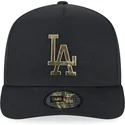 schwarze-snapback-kappe-mit-gebogenem-schirm-a-frame-foil-pack-von-los-angeles-dodgers-mlb-von-new-era