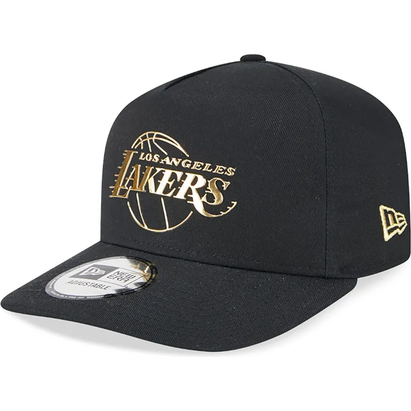 schwarze-snapback-cap-mit-gebogenem-schirm-a-frame-foil-pack-der-los-angeles-lakers-nba-von-new-era