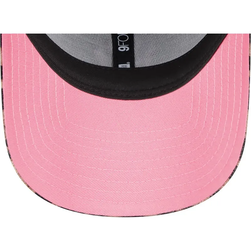 new-era-new-york-yankees-mlb-9forty-velours-damen-kappe-mit-gebogenem-schirm-verstellbar-leopardenmuster-und-rosa-logo