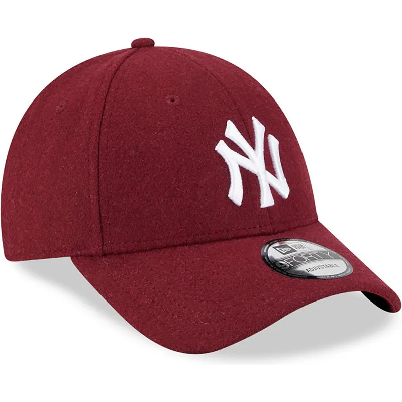 9forty-essential-melton-wool-verstellbare-rote-kappe-mit-gebogenem-schirm-der-new-york-yankees-mlb-von-new-era