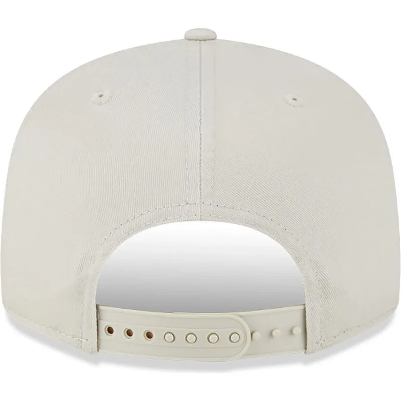 beige-snapback-kappe-mit-flachem-schirm-und-braunem-logo-9fifty-league-essential-der-los-angeles-dodgers-mlb-von-new-era