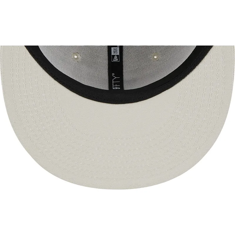 beige-snapback-kappe-mit-flachem-schirm-und-braunem-logo-9fifty-league-essential-der-los-angeles-dodgers-mlb-von-new-era