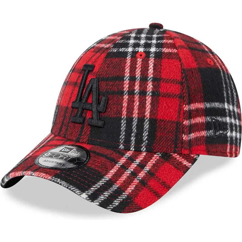 siltovka-zaoblena-cervena-nastavitelny-9forty-check-los-angeles-dodgers-mlb-new-era