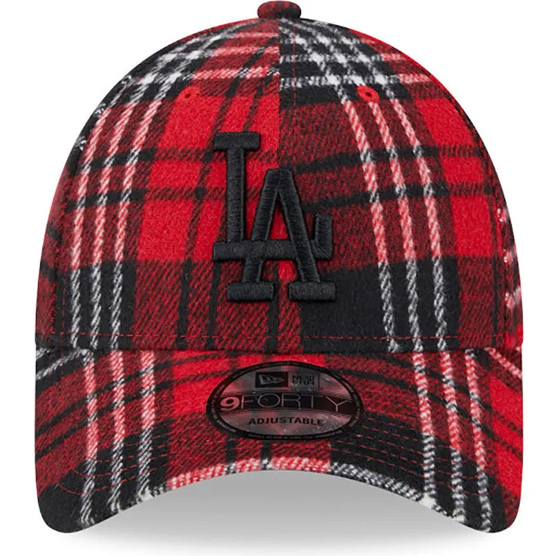 siltovka-zaoblena-cervena-nastavitelny-9forty-check-los-angeles-dodgers-mlb-new-era
