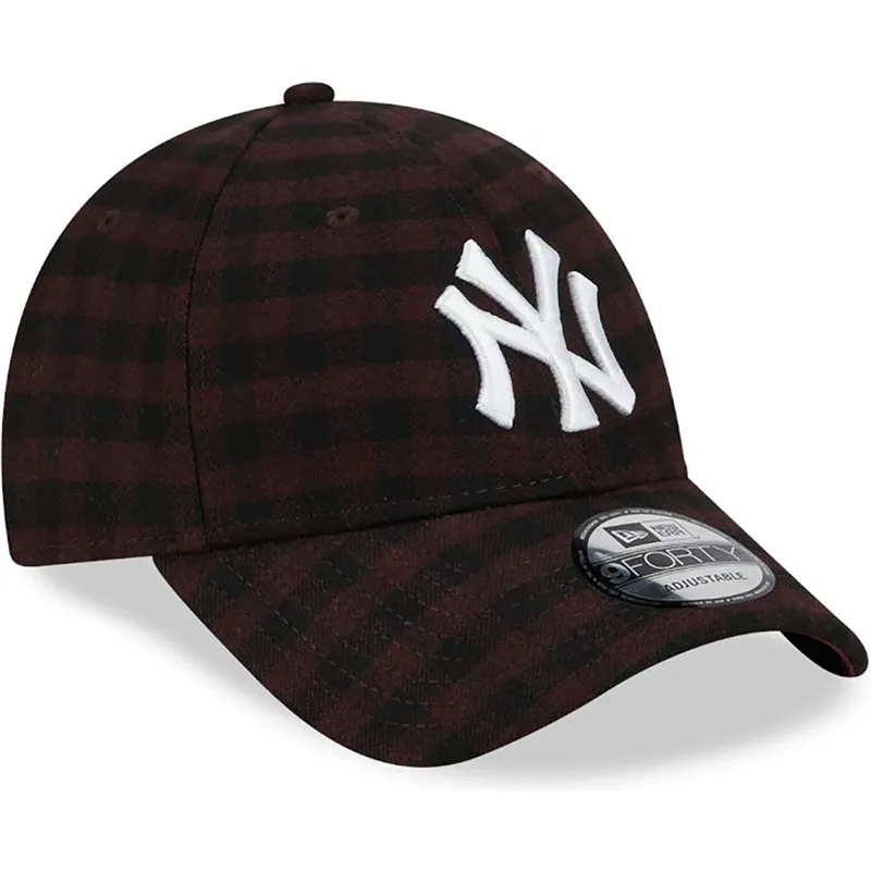 braune-verstellbare-curved-cap-9forty-flannel-der-new-york-yankees-mlb-von-new-era