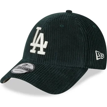 New Era Curved Brim 9FORTY Wide Cord Los Angeles Dodgers MLB Green Adjustable Cap with Beige Logo