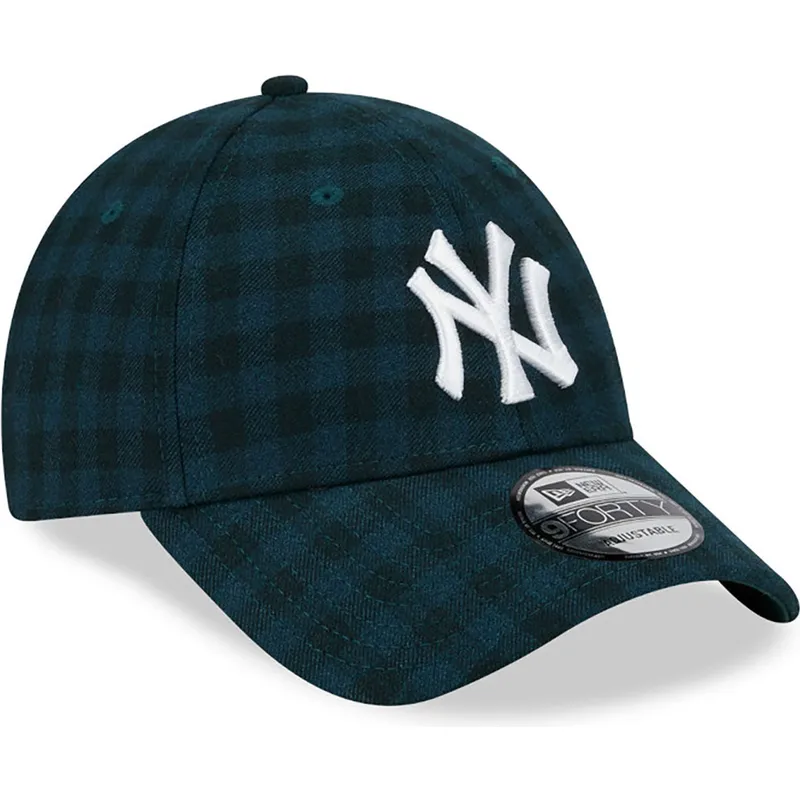 grune-verstellbare-9forty-flanell-kappe-der-new-york-yankees-mlb-von-new-era