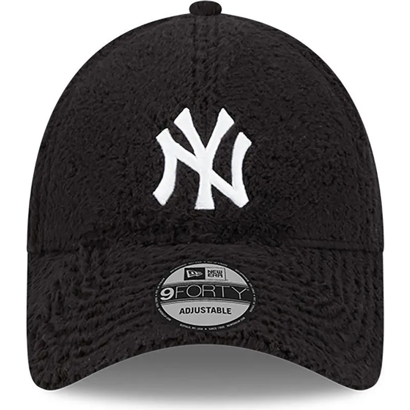 schwarze-verstellbare-curved-cap-9forty-teddy-der-new-york-yankees-mlb-von-new-era
