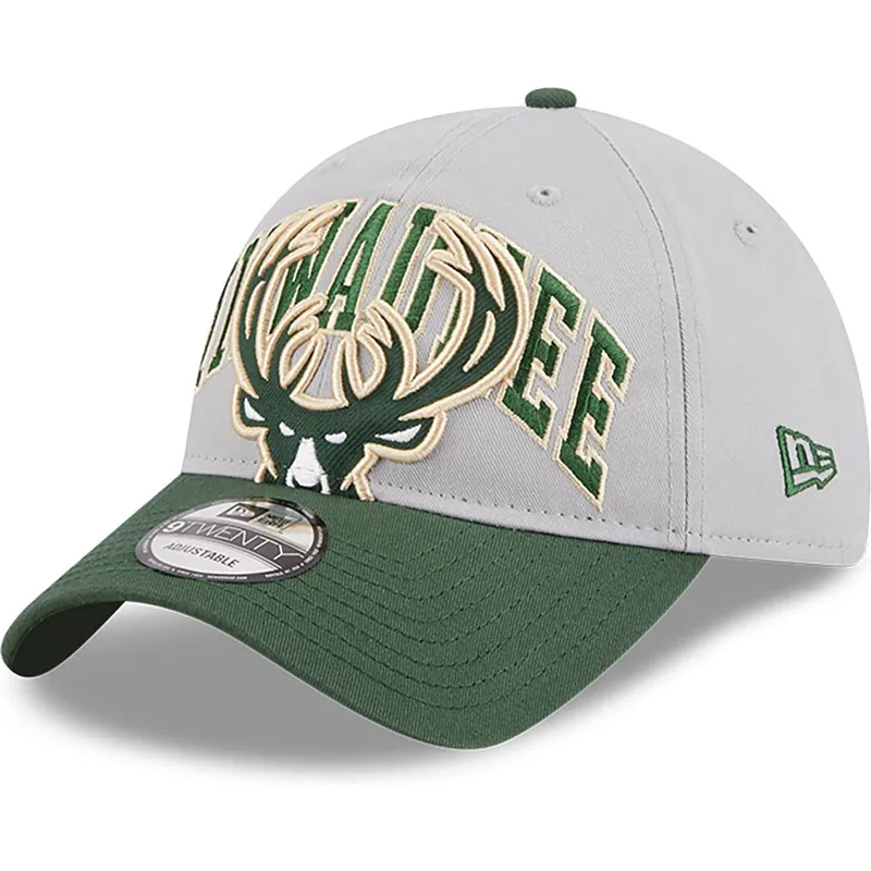 cap-zaoblena-gray-adjustable-strap-9twenty-tip-off-2023-milwaukee-bucks-nba-new-era