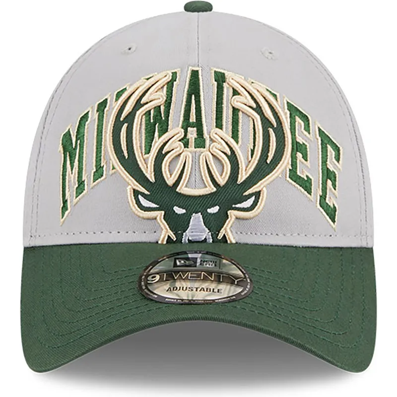 cap-zaoblena-gray-adjustable-strap-9twenty-tip-off-2023-milwaukee-bucks-nba-new-era
