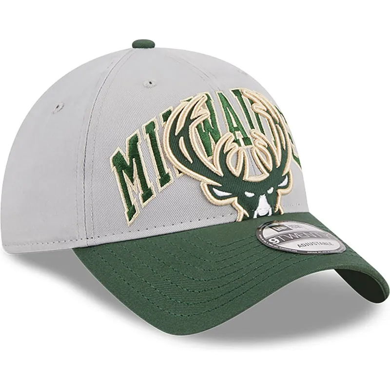cap-zaoblena-gray-adjustable-strap-9twenty-tip-off-2023-milwaukee-bucks-nba-new-era