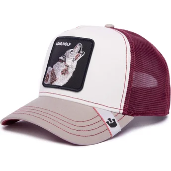Gorra trucker blanca y granate lobo Lone Wolf MV Howler The Farm MVP de Goorin Bros.
