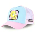 capslab-looney-tunes-piolin-loo8-twe1-blau-weiss-rosa-trucker-kappe