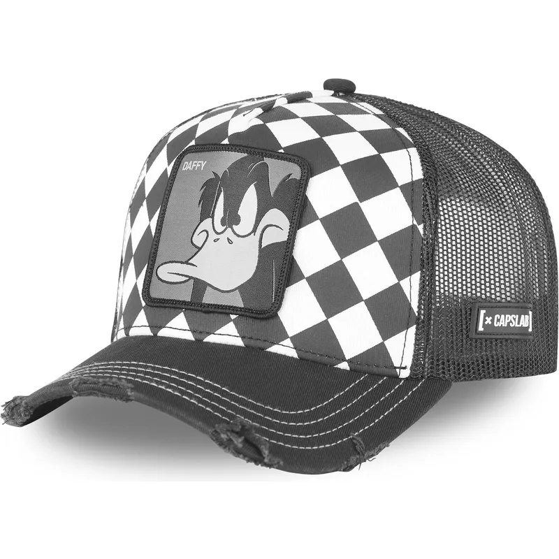 schwarz-weisse-trucker-kappe-daffy-duck-loo8-daf1-looney-tunes-von-capslab