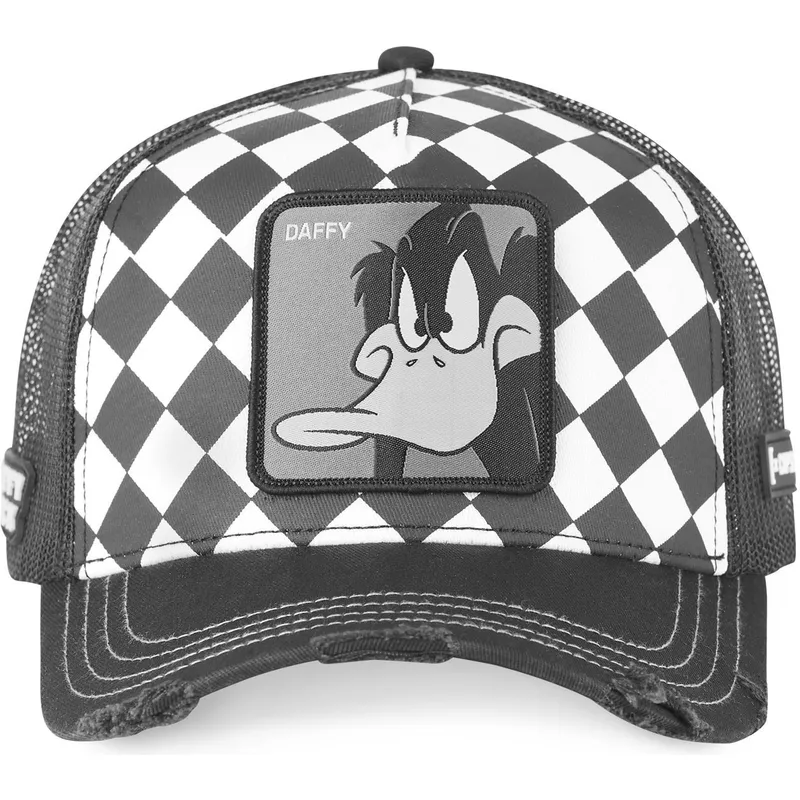 schwarz-weisse-trucker-kappe-daffy-duck-loo8-daf1-looney-tunes-von-capslab