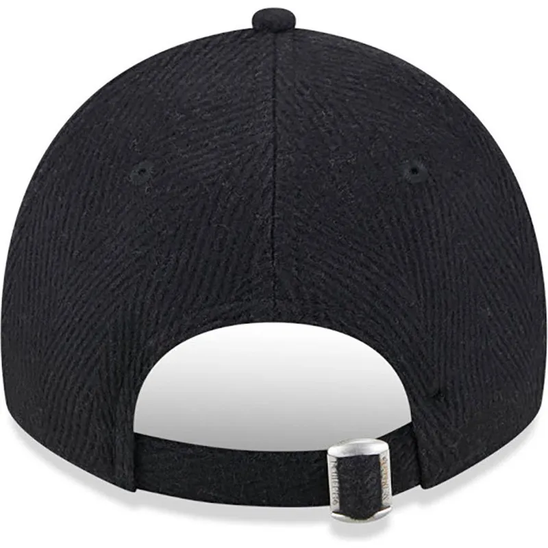 schwarze-verstellbare-9twenty-herringbone-curved-cap-der-new-york-yankees-mlb-von-new-era