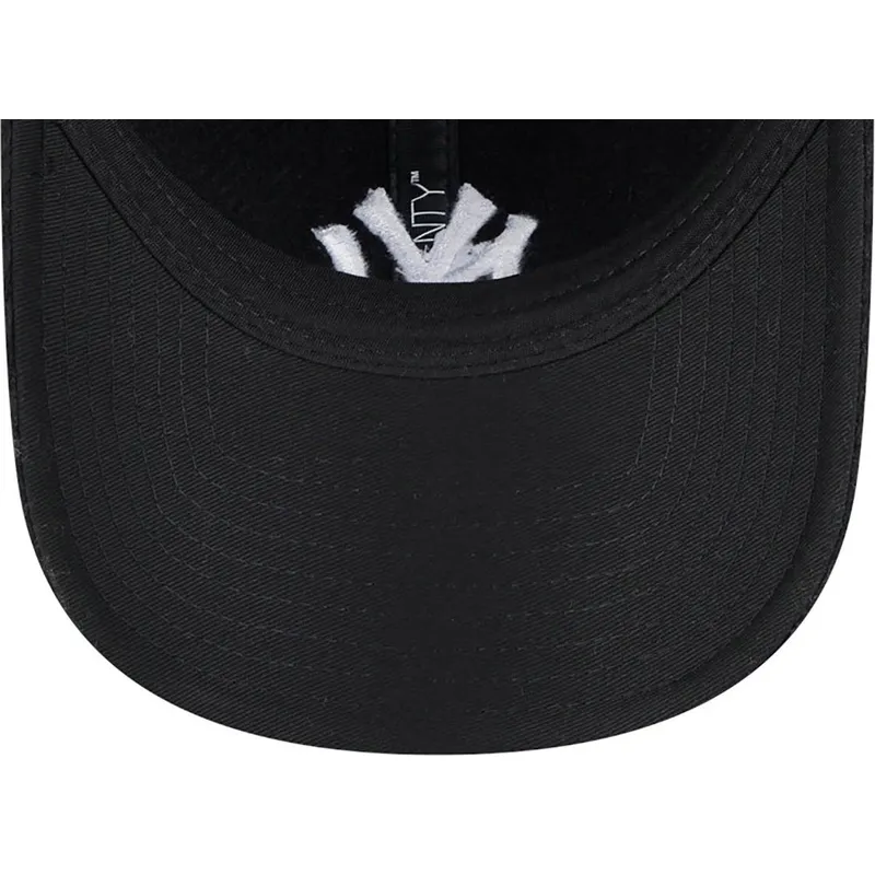 schwarze-verstellbare-9twenty-herringbone-curved-cap-der-new-york-yankees-mlb-von-new-era