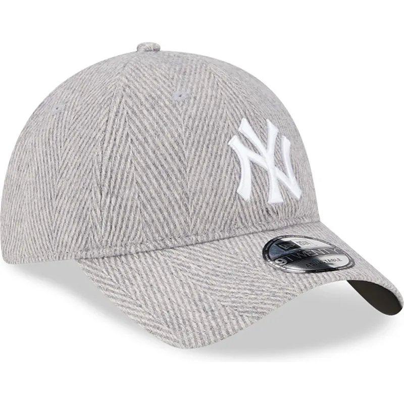 verstellbare-graue-9twenty-herringbone-kappe-der-new-york-yankees-mlb-von-new-era