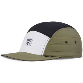 Verstellbare weiße, schwarze und grüne Puffy Nylon Flat Cap von Djinns