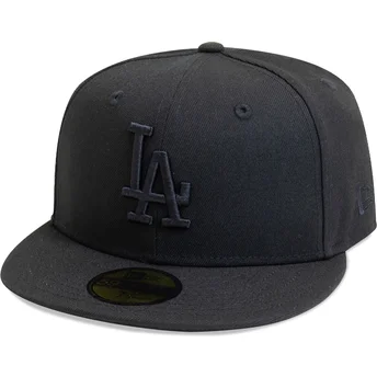 Schwarze, flache, verstellbare Kappe mit schwarzem Logo 59FIFTY League Essential der Los Angeles Dodgers MLB von New Era