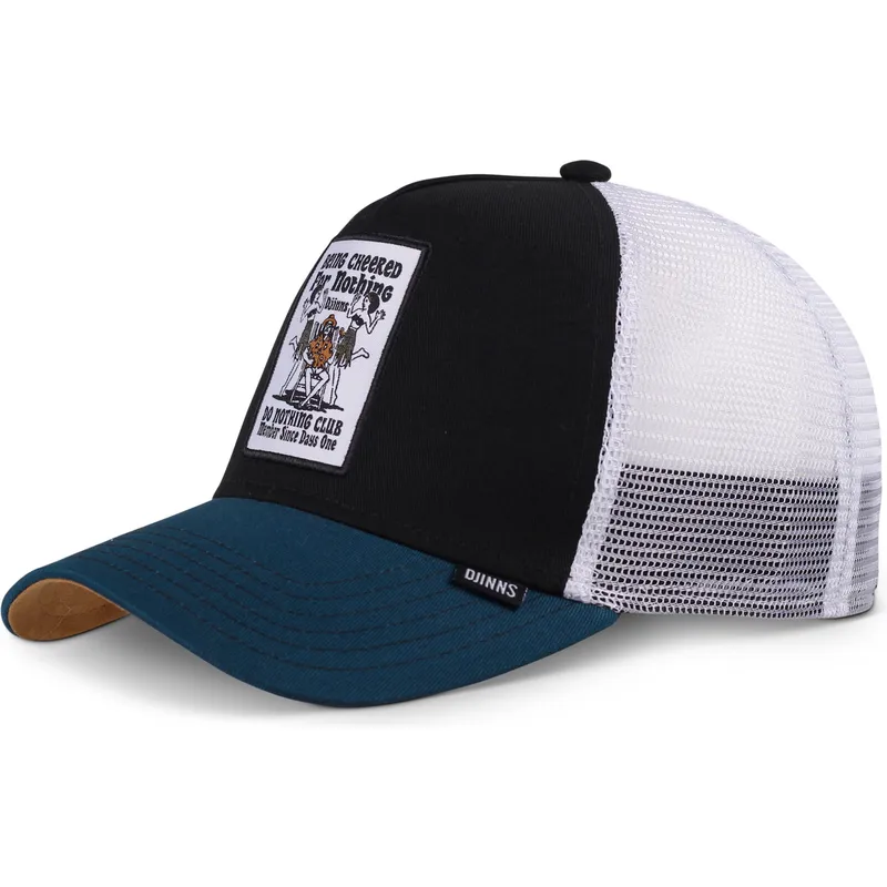 schwarze-weisse-und-blaue-trucker-cap-being-cheered-hft-von-djinns