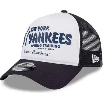 New Era 9FORTY A Frame Team New York Yankees MLB White and Navy Blue Trucker Hat