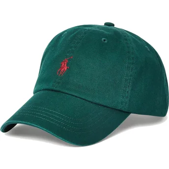 Dunkelgrüne verstellbare Curved Cap mit rotem Logo Cotton Chino Classic Sport von Polo Ralph Lauren