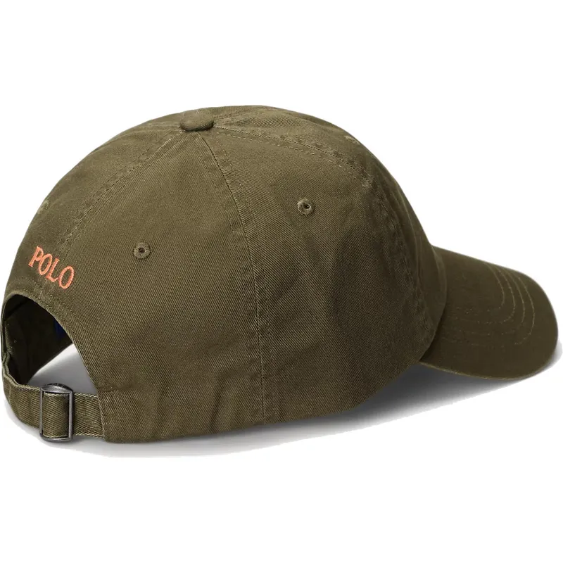 grune-verstellbare-curved-cap-mit-orangefarbenem-logo-cotton-chino-classic-sport-von-polo-ralph-lauren