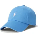 verstellbare-blaue-kappe-mit-gebogenem-schirm-und-weissem-logo-aus-cotton-chino-classic-sport-von-polo-ralph-lauren