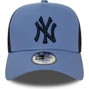 blaue-trucker-kappe-mit-dunkelblauem-logo-a-frame-league-essential-der-new-york-yankees-mlb-von-new-era