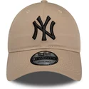 new-era-curved-brim-black-logo-9twenty-league-essential-new-york-yankees-mlb-brown-adjustable-cap