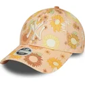 new-era-new-york-yankees-mlb-9forty-floral-all-over-print-damen-verstellbare-orangefarbene-curved-cap