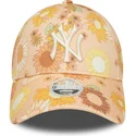 siltovka-zaoblena-oranzova-nastavitelny-9forty-floral-all-over-print-new-york-yankees-mlb-new-era