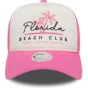 weisse-und-rosa-trucker-cap-fur-damen-a-frame-foam-front-von-florida-beach-club-von-new-era