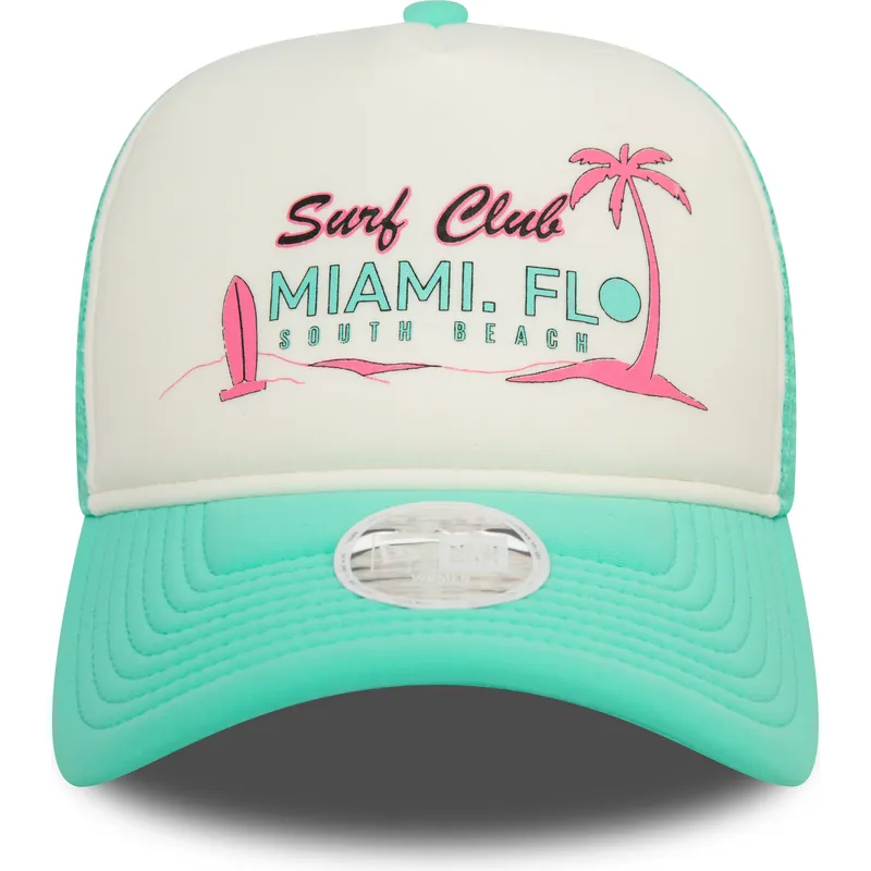 siltovka-zaoblena-zelena-snapback-a-frame-foam-front-miami-surf-club-florida-new-era