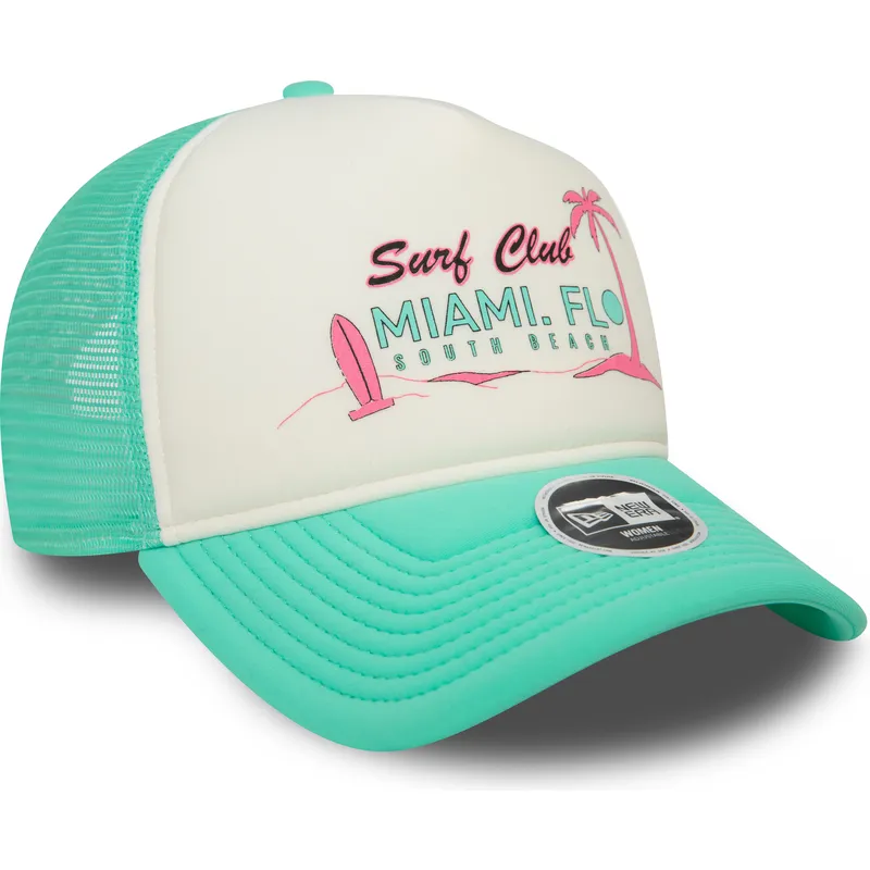 siltovka-zaoblena-zelena-snapback-a-frame-foam-front-miami-surf-club-florida-new-era
