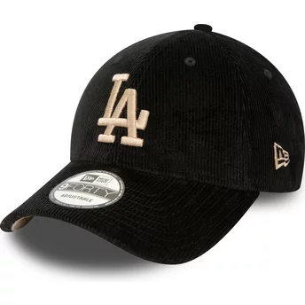 New Era Curved Brim 9FORTY Cord Los Angeles Dodgers MLB Black Adjustable Cap
