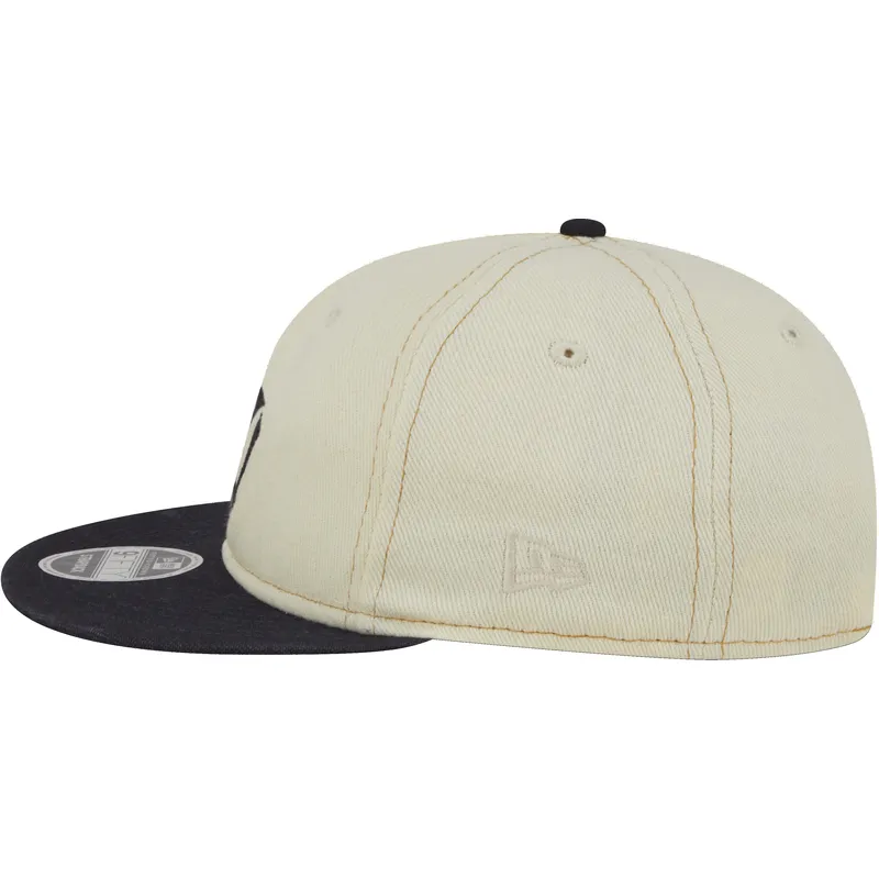 beige-und-marineblaue-verstellbare-flache-kappe-9fifty-retro-crown-denim-der-new-york-yankees-mlb-von-new-era