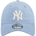 new-era-new-york-yankees-mlb-9twenty-washed-denim-verstellbare-blaue-kappe-mit-gebogenem-schirm
